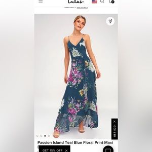 Lulus passion island teal blue dress XS